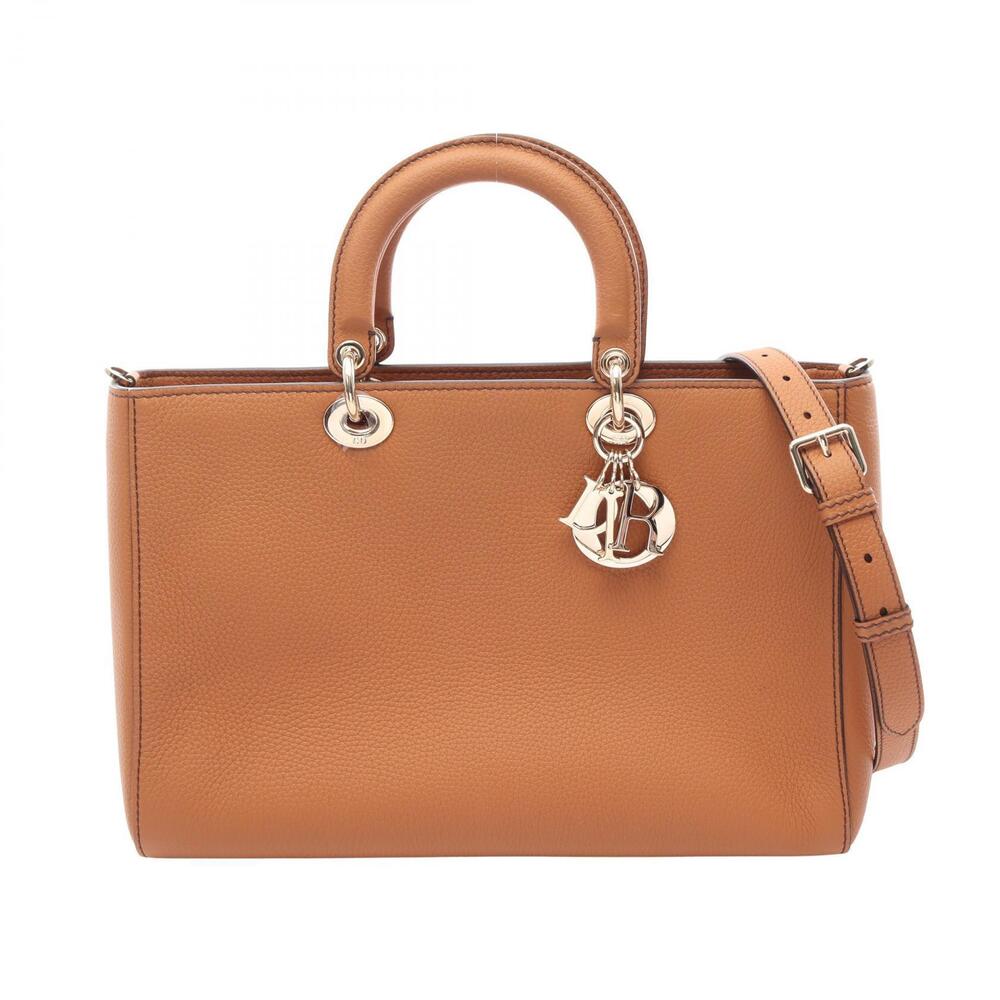 Christian Dior Lady Sire Handbag Leather Brown